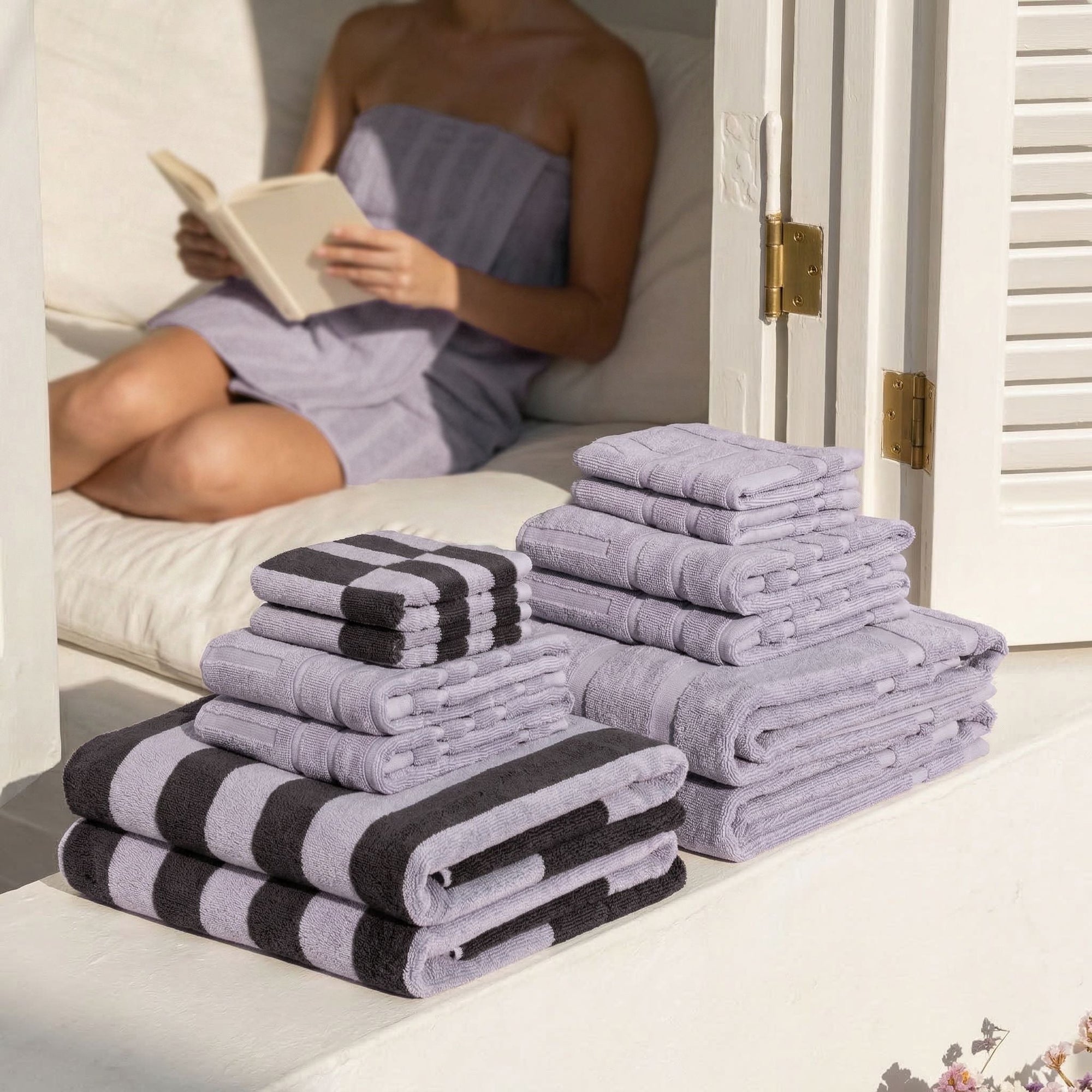 Shadmoor Australian Cotton Towels | Lilac/Charcoal