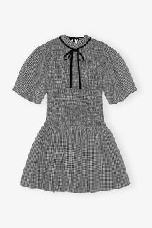 Sheer Check Mini Smock Dress | Black