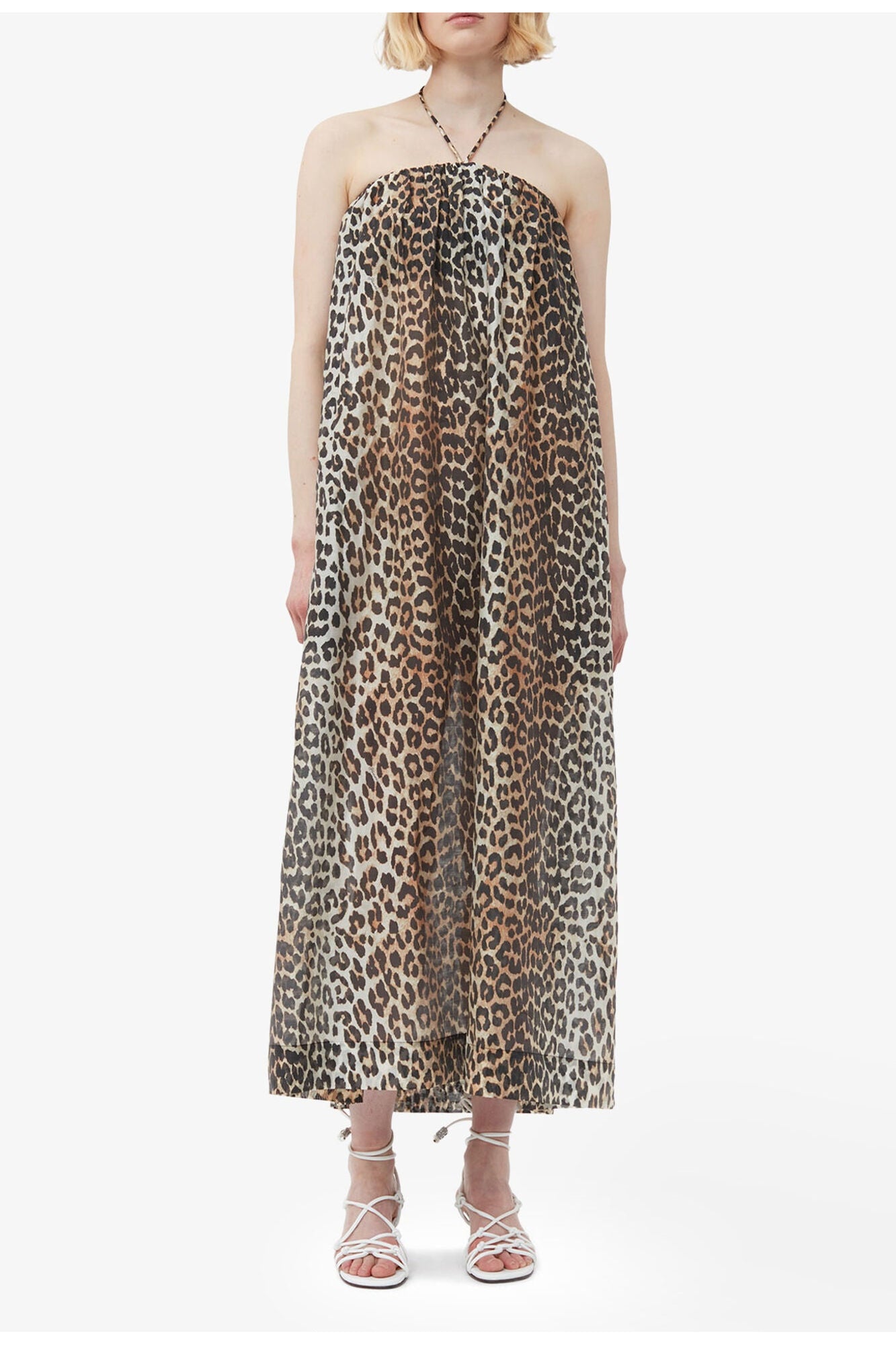 Sheer Voile Maxi Strap Dress | Almond Milk