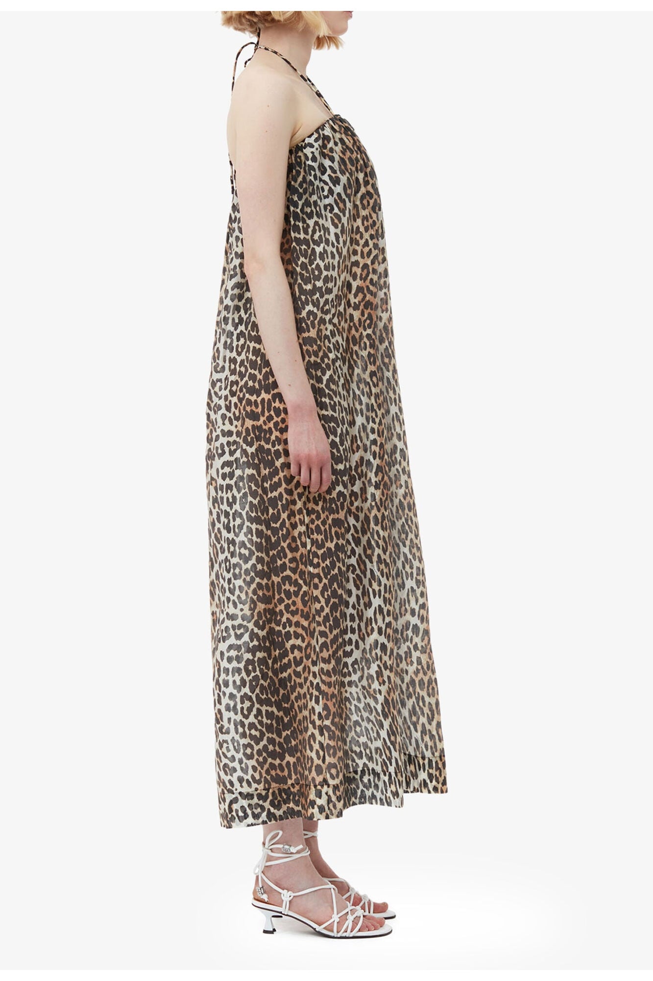 Sheer Voile Maxi Strap Dress | Almond Milk