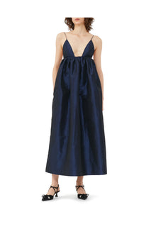Shiny Taffeta Strap Dress | Sodalite Blue