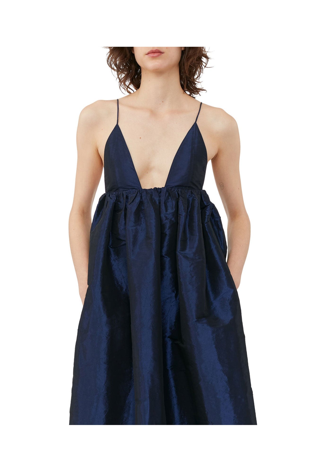 Shiny Taffeta Strap Dress | Sodalite Blue
