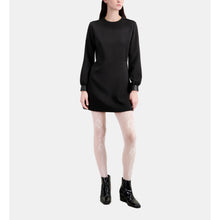 Short Crepe Dress With Leather Details | Women | Black