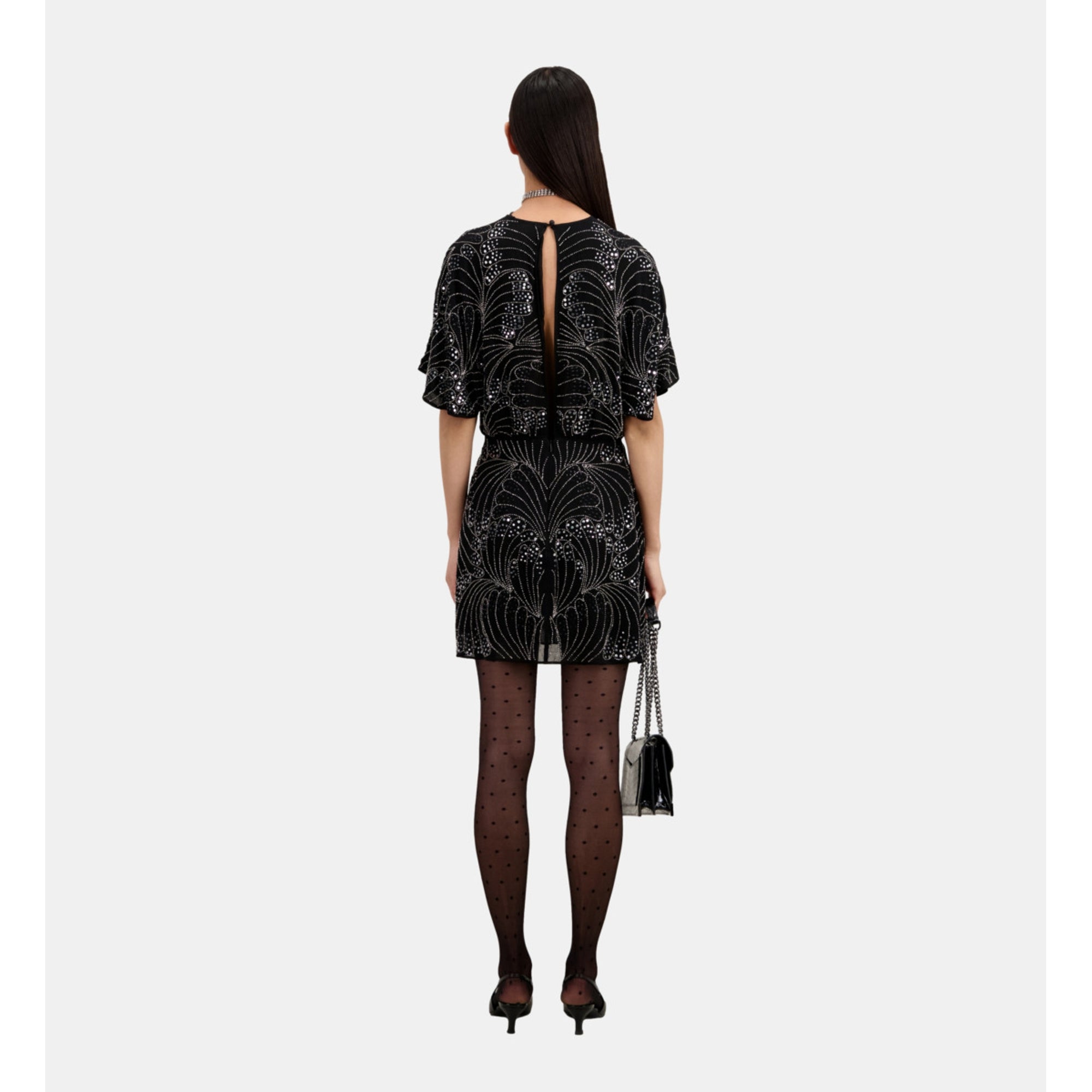 Short Dress With Sequins And Beads | Women | Black