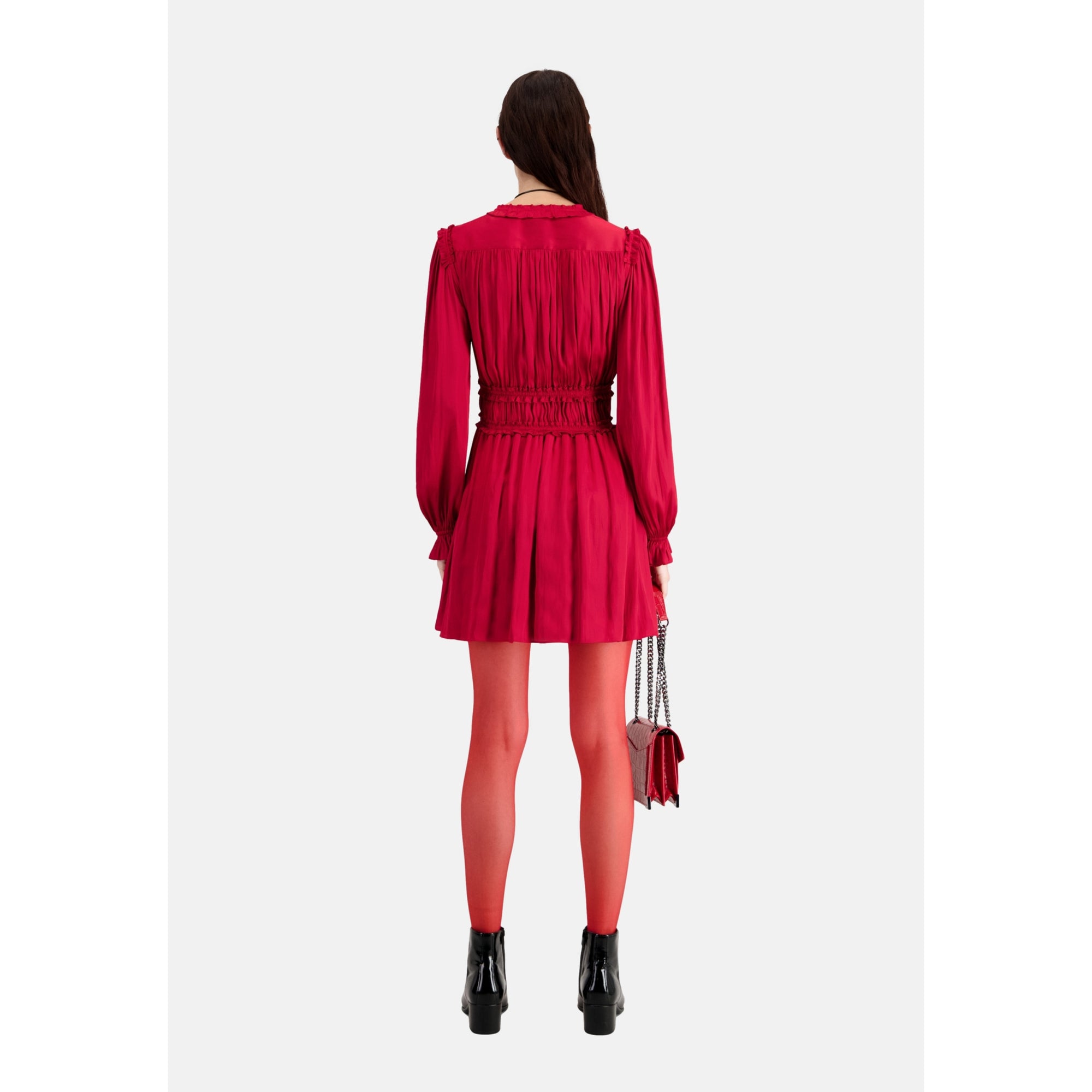 Short Red Dress With Shirring | Women | Light Burgundy