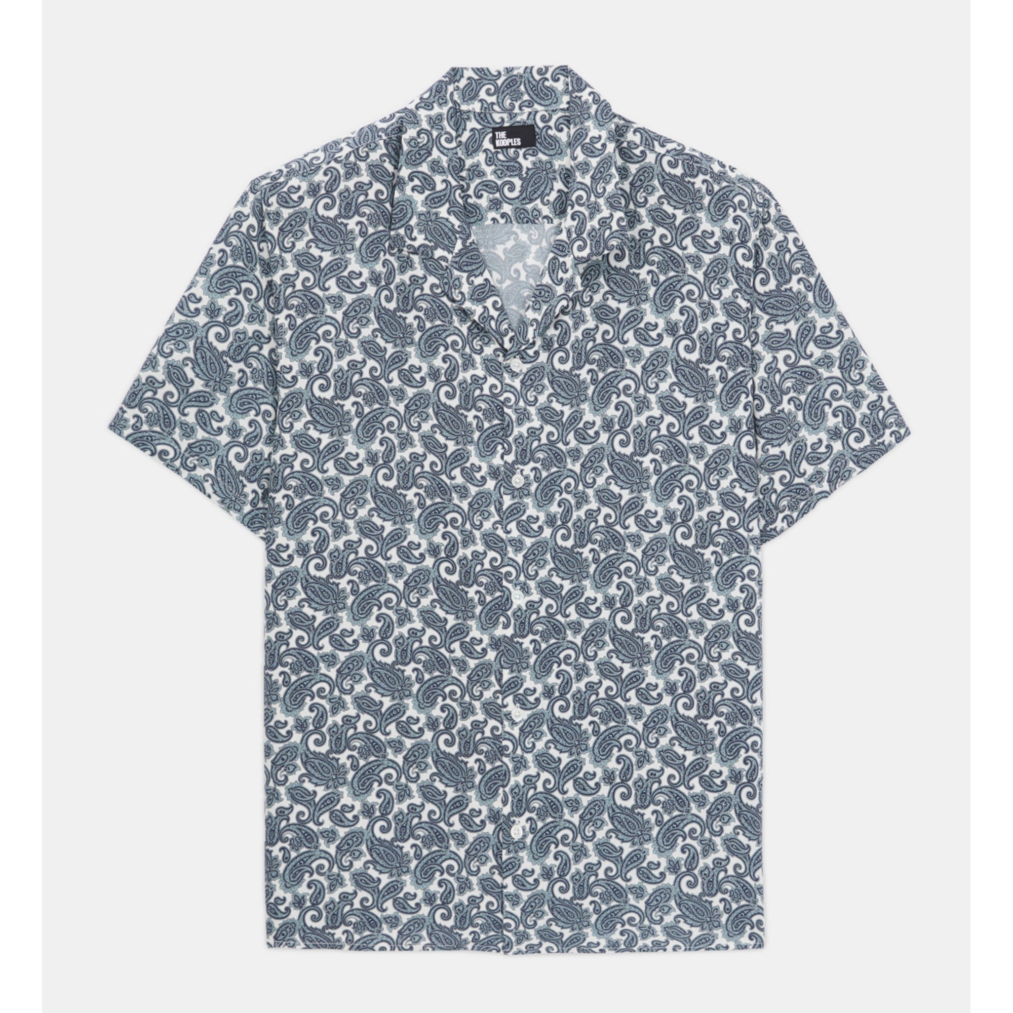 Short Sleeved Printed Shirt | Men | White x Blue