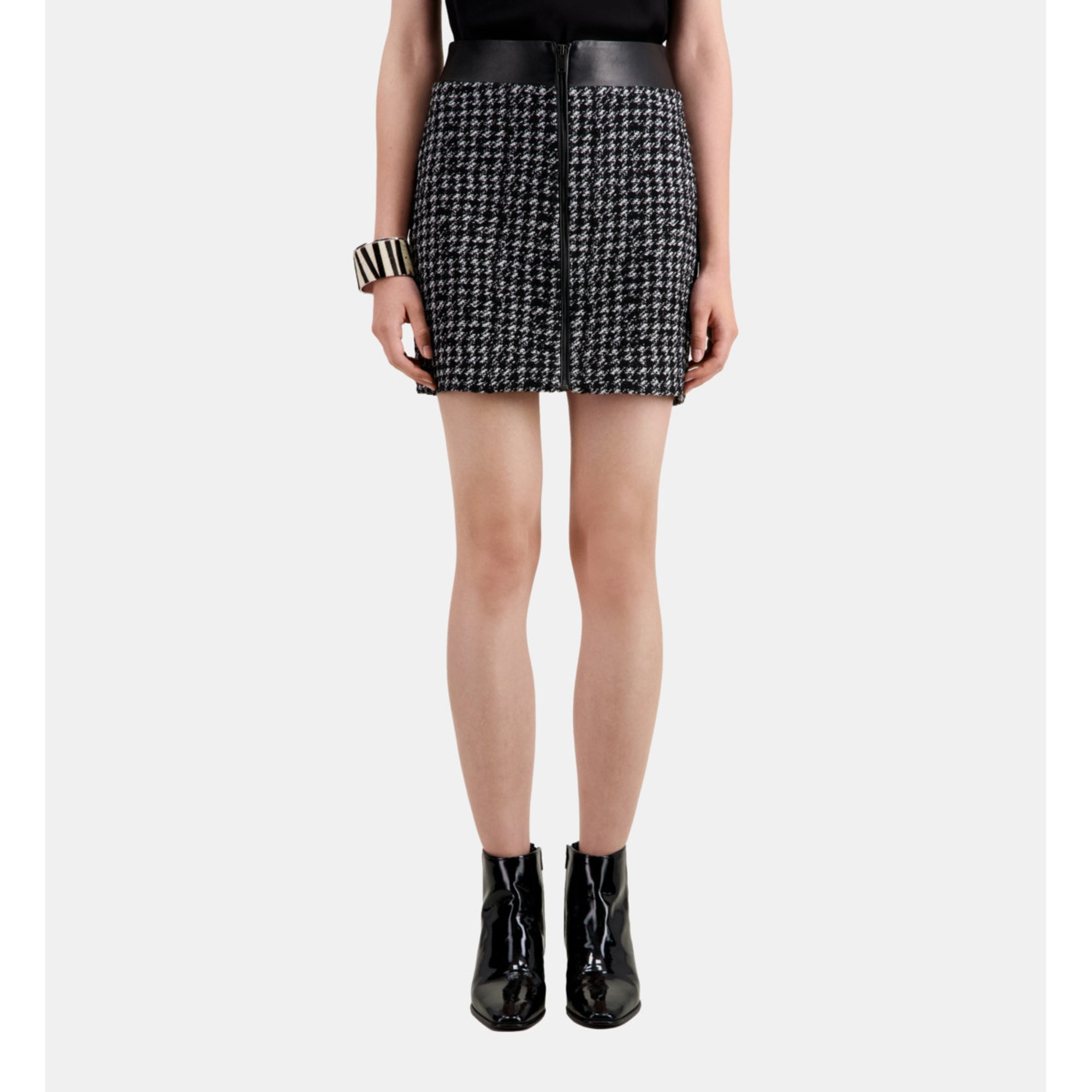 Short Tweed Skirt | Women | Black x White