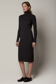 Another Tomorrow Turtleneck Sweater Dress in Black – Wool Women's Dress