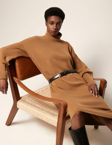 Another Tomorrow Funnelneck Dress in Vicuna – Wool Women's Dress