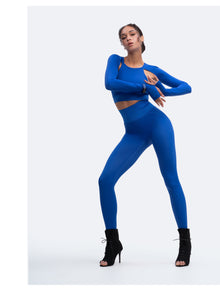 Shoulder Cut-Out Crop Top | Blue