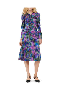 Silk Satin O Neck Midi Dress | Simply Purple