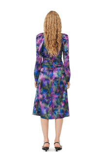 Silk Satin O Neck Midi Dress | Simply Purple