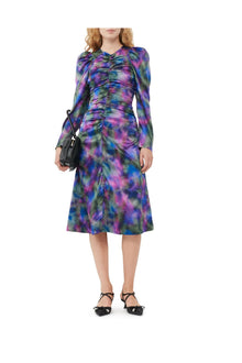 Silk Satin O Neck Midi Dress | Simply Purple