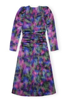 Silk Satin O Neck Midi Dress | Simply Purple