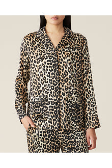 Silk Satin Shirt | Leopard