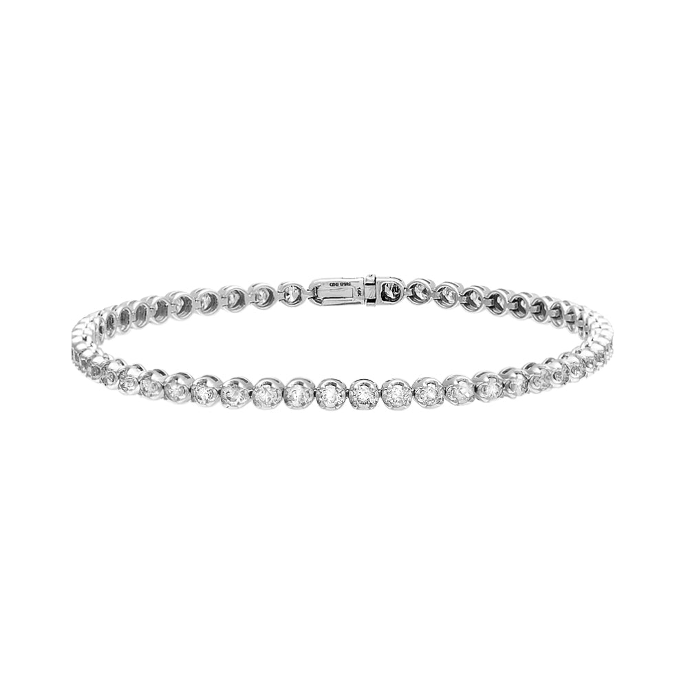 14K White Gold 3 Carat Diamond Tennis Bracelet 14K - Adina's Jewels