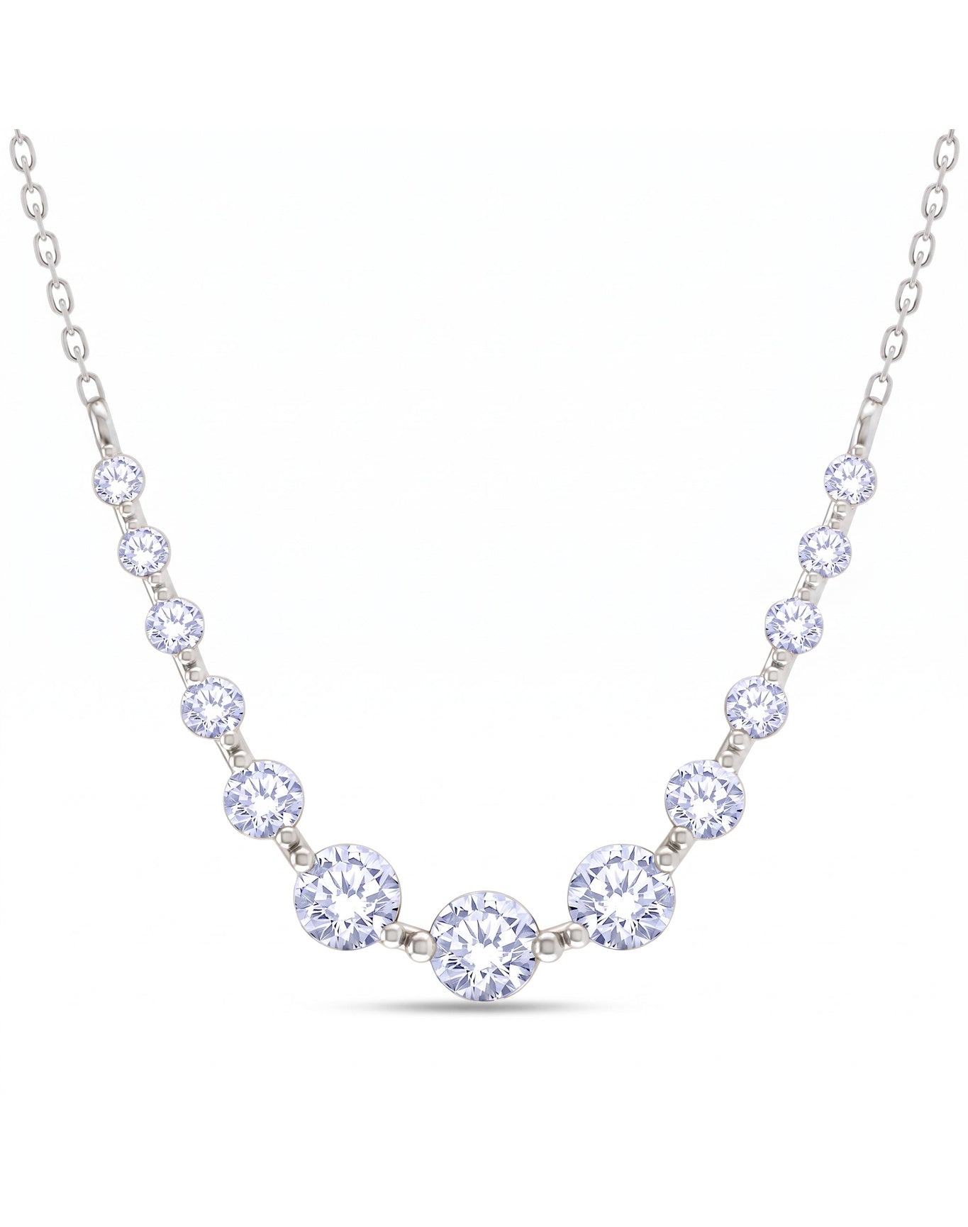 Silver And Lab Grown Half Tennis Necklace 1.00 ct Graduated Gold over Silver | Silver