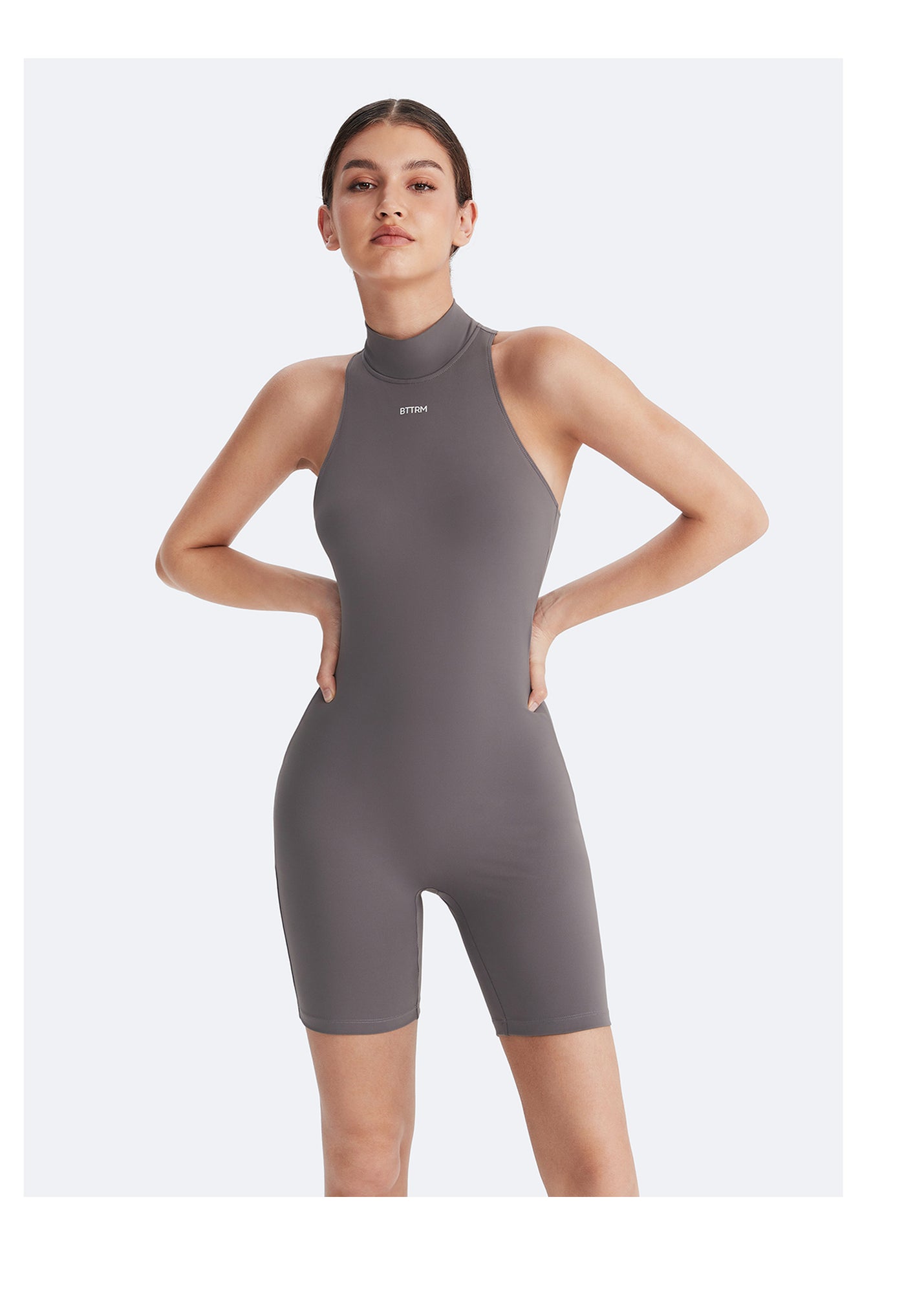 Sleeveless High-Neck Bodysuit | Gray