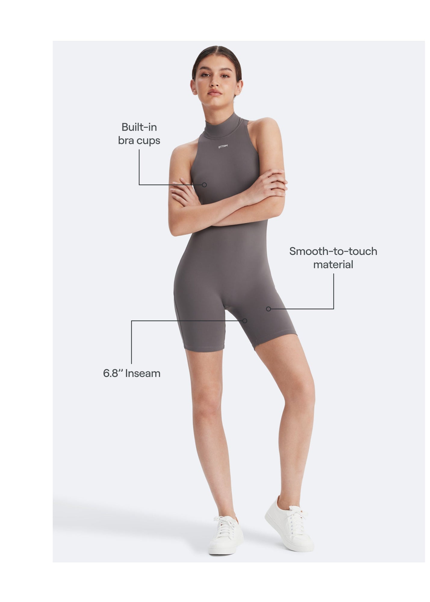 Sleeveless High-Neck Bodysuit | Gray