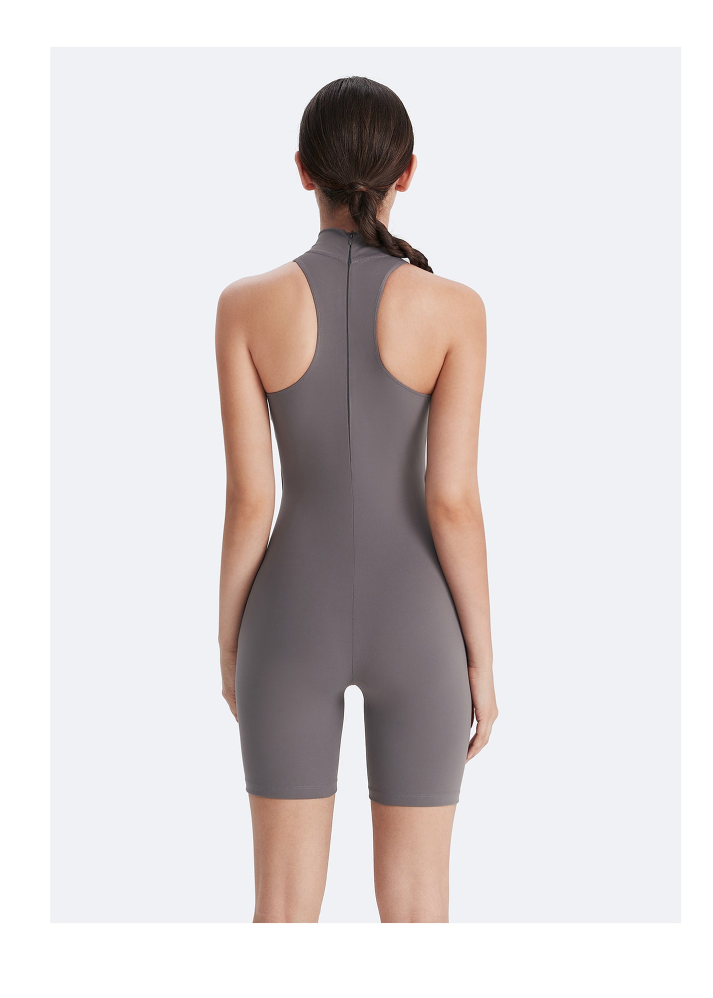 Sleeveless High-Neck Bodysuit | Gray