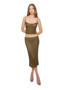 Womens | Slinky Rib Knit Tank | Forest Green