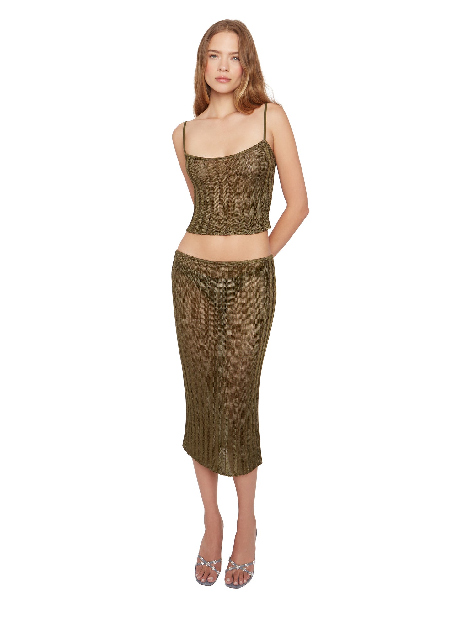 Womens | Slinky Rib Knit Tank | Forest Green