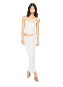Womens | Slinky Rib Knit Midi Skirt | Off White