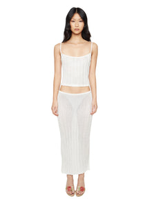 Womens | Slinky Rib Knit Midi Skirt | Off White
