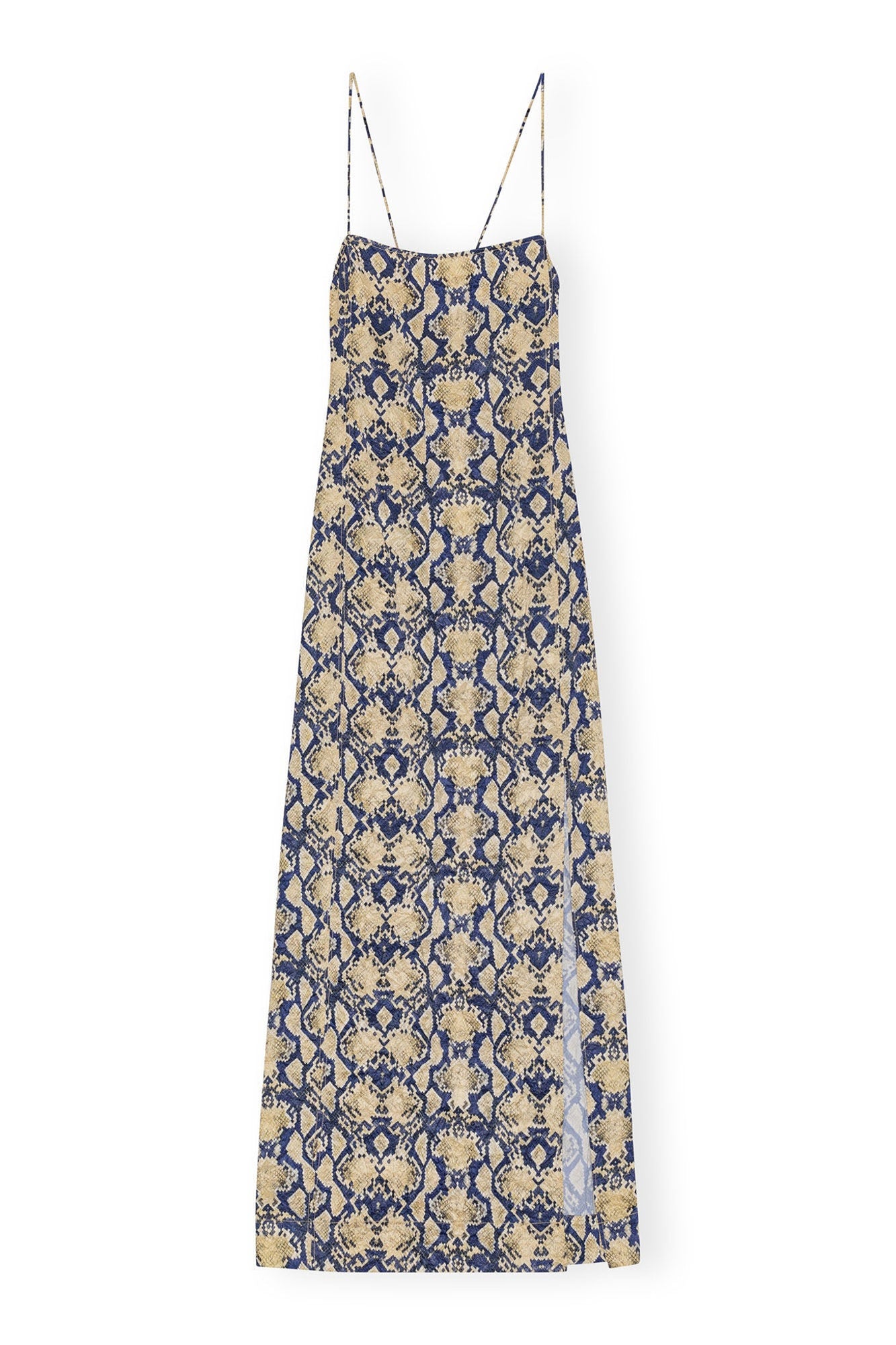 Snake Printed Crinkled Satin Midi Slip Dress | Safari