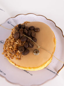 Donut Coffee Glazed Necklace | 5A Grade Cubic Zirconia/Enamel | 14K Gold Plated Brass