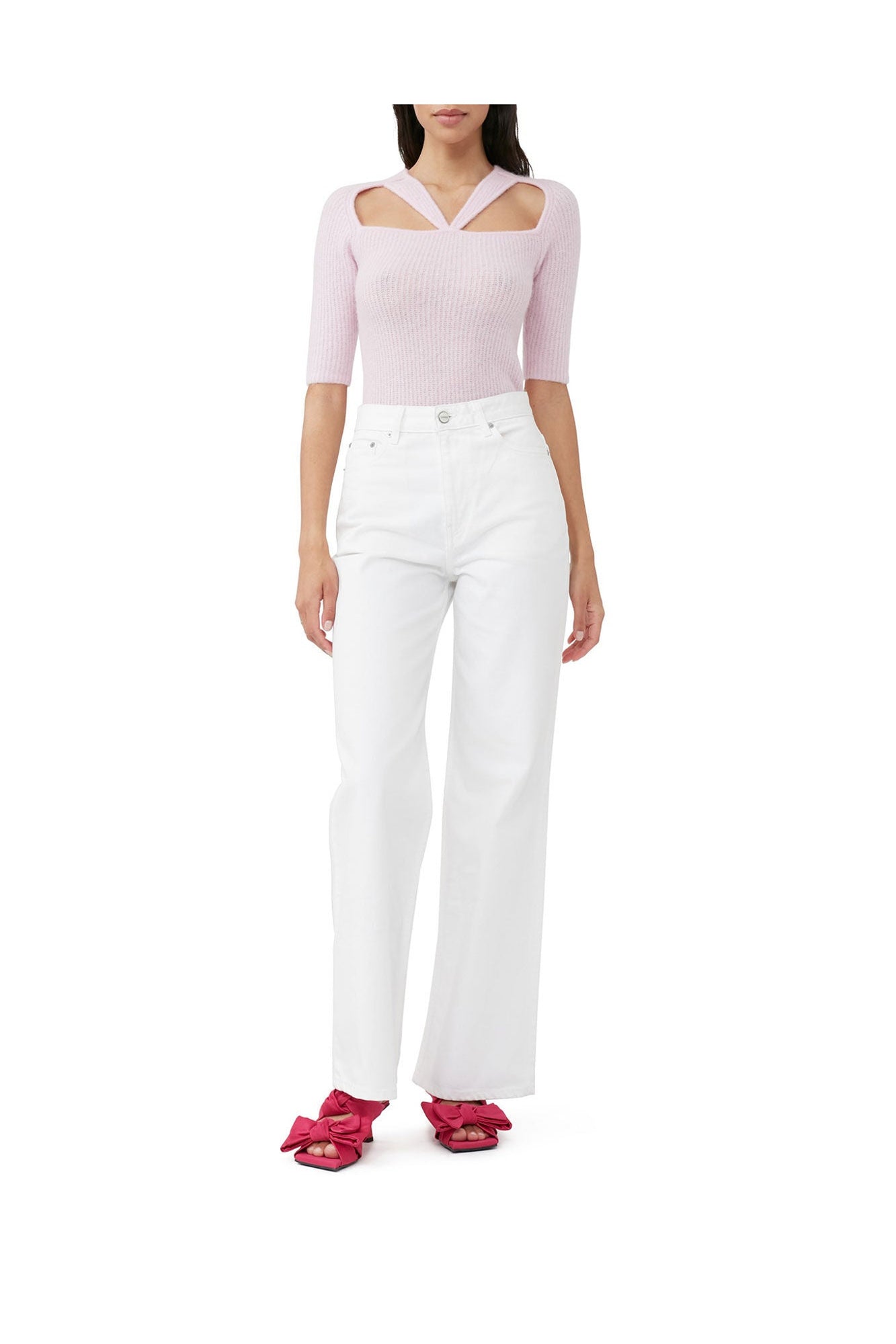Soft Wool Cut Out Top | Pink Tulle