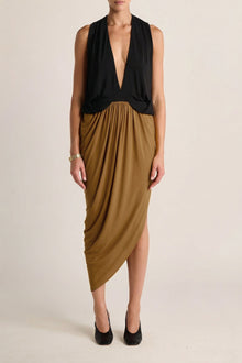 Solina Drape Skirt | Olive Ochre