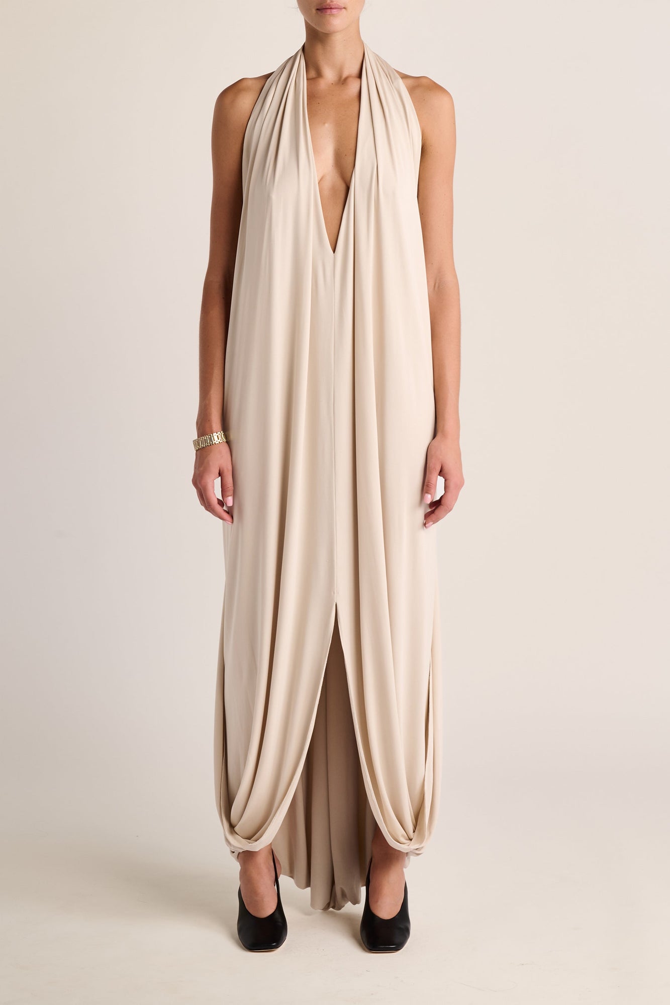 Solina Halter Dress | Oyster