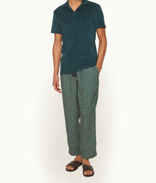 Sonoran Relaxed Fit Piscina Print Drawcord Trousers | Agave Green
