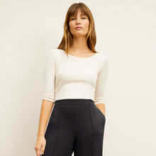 Front image of a woman wearing the Soyoung top in Ivory | Lead