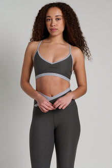 Beyond Yoga | Spacedye Outlines Strappy Bra | Dusty Forest Heather