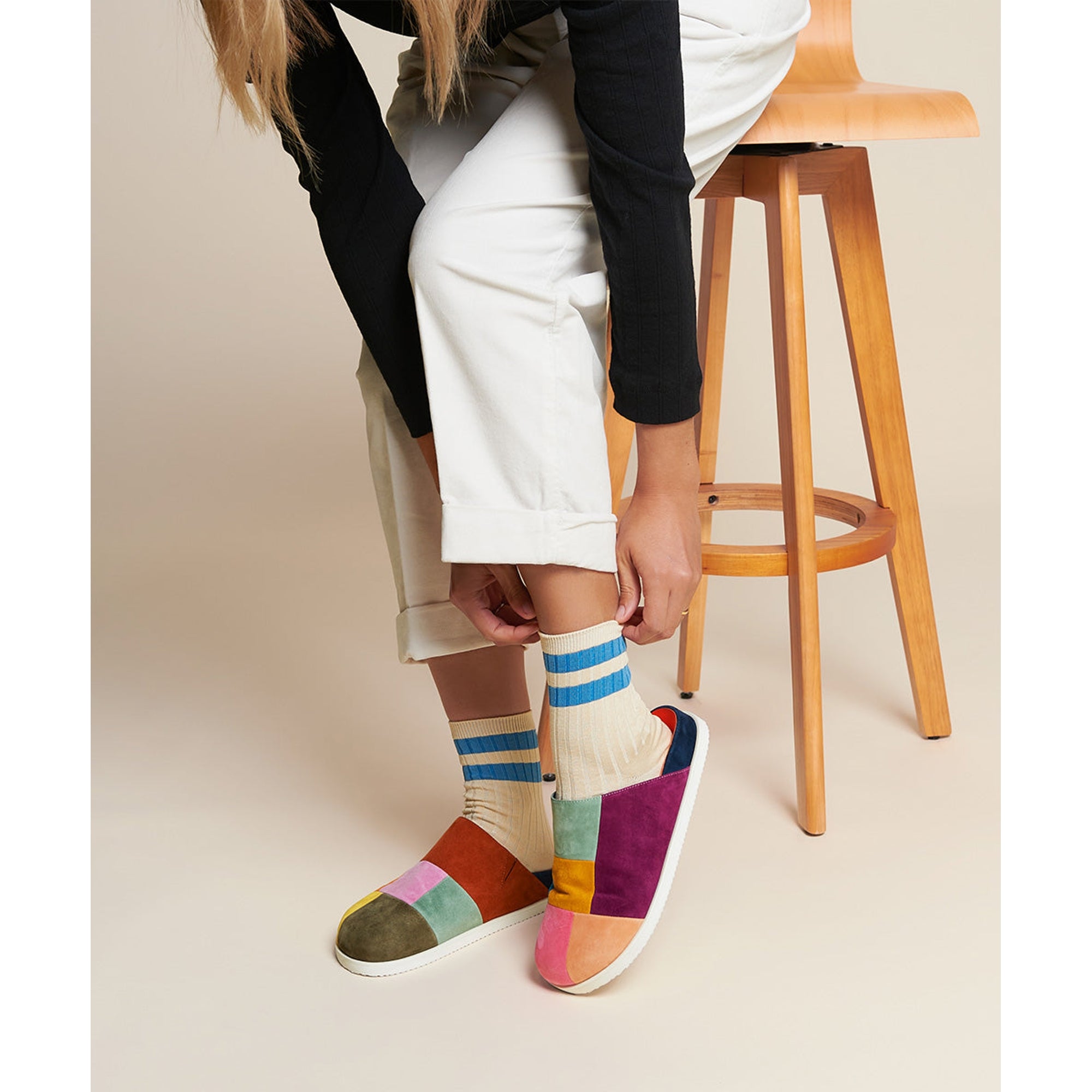 Sparkie Suede patchwork slide clogs | Nassau