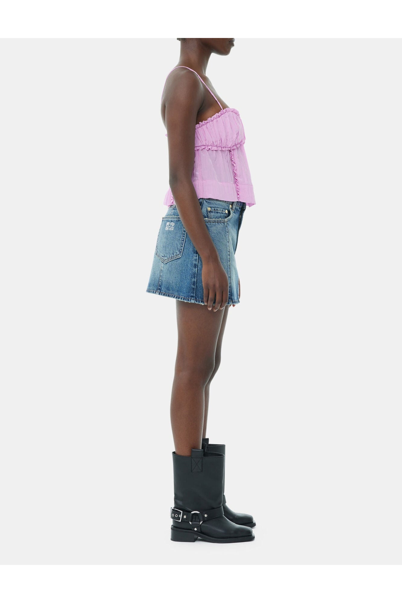 Sparkle Logo Denim Mini Skirt | Tint Wash