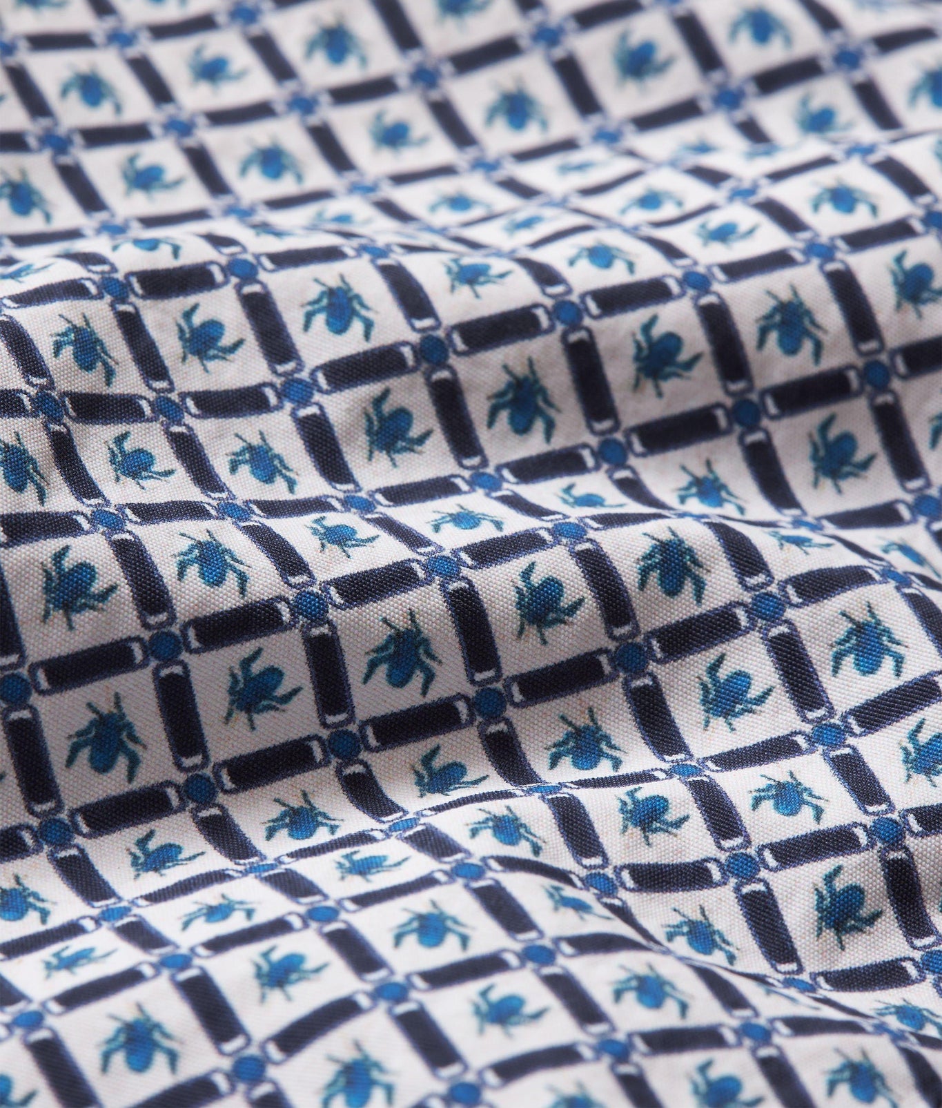 Standard Geo Print Mid-Length Drawcord Swim Shorts | Springfield Blue/White Sand