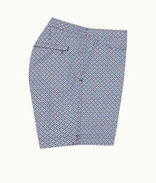 Standard Geo Print Mid-Length Drawcord Swim Shorts | Springfield Blue/White Sand