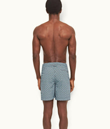 Standard Geo Tela Drawcord Mid-Length Swim Shorts | Crystal Sea