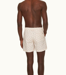 Standard Logo Print Mid-Length Drawcord Swim Shorts | White Sand