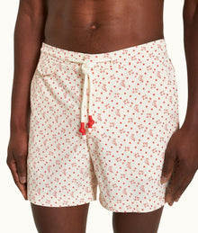 Standard Logo Print Mid-Length Drawcord Swim Shorts | White Sand