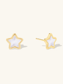 Star Stud Earrings | Mother of Pearl | 14K Gold Plated Brass