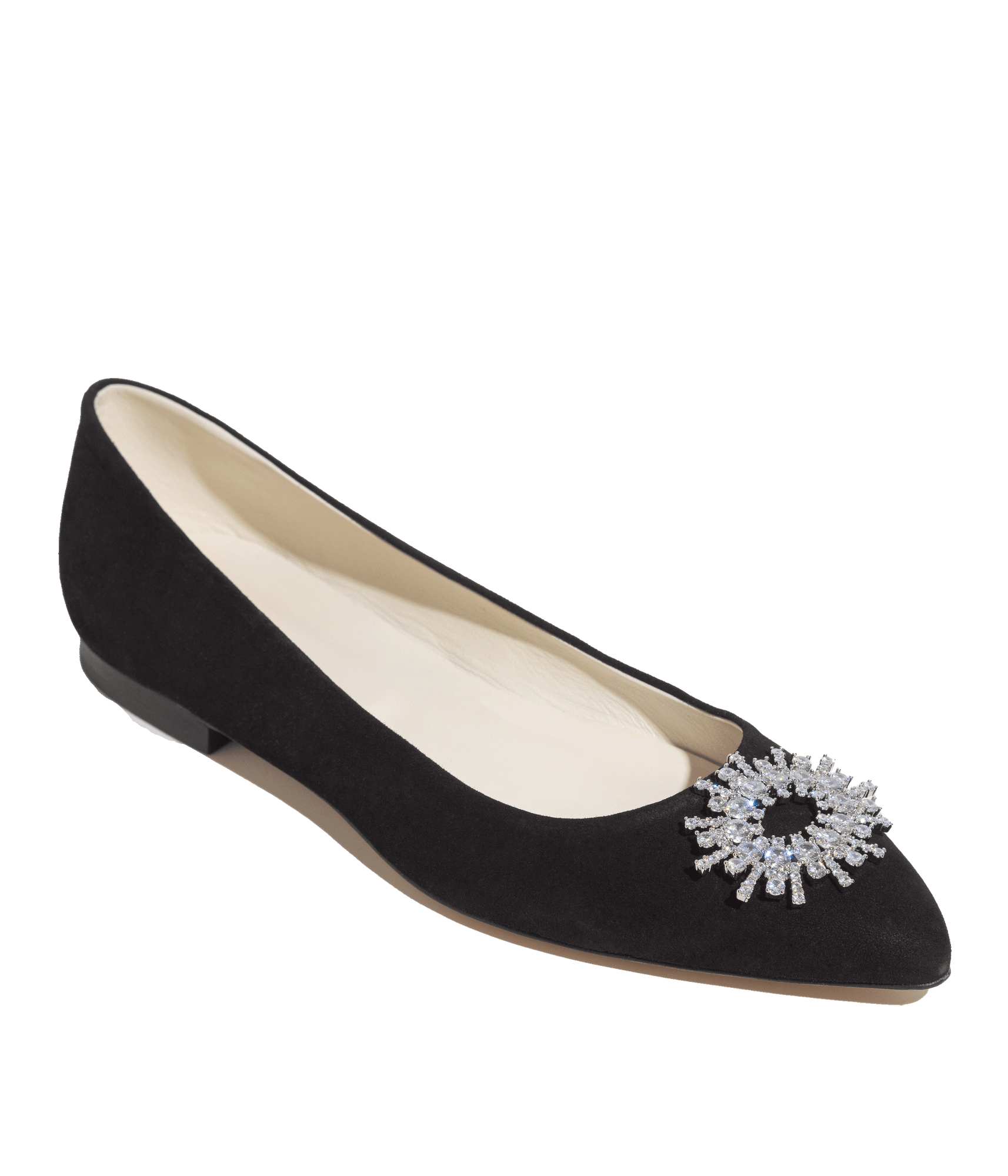 Stevie Ballerina Flats in Black Suede - Loren Hope