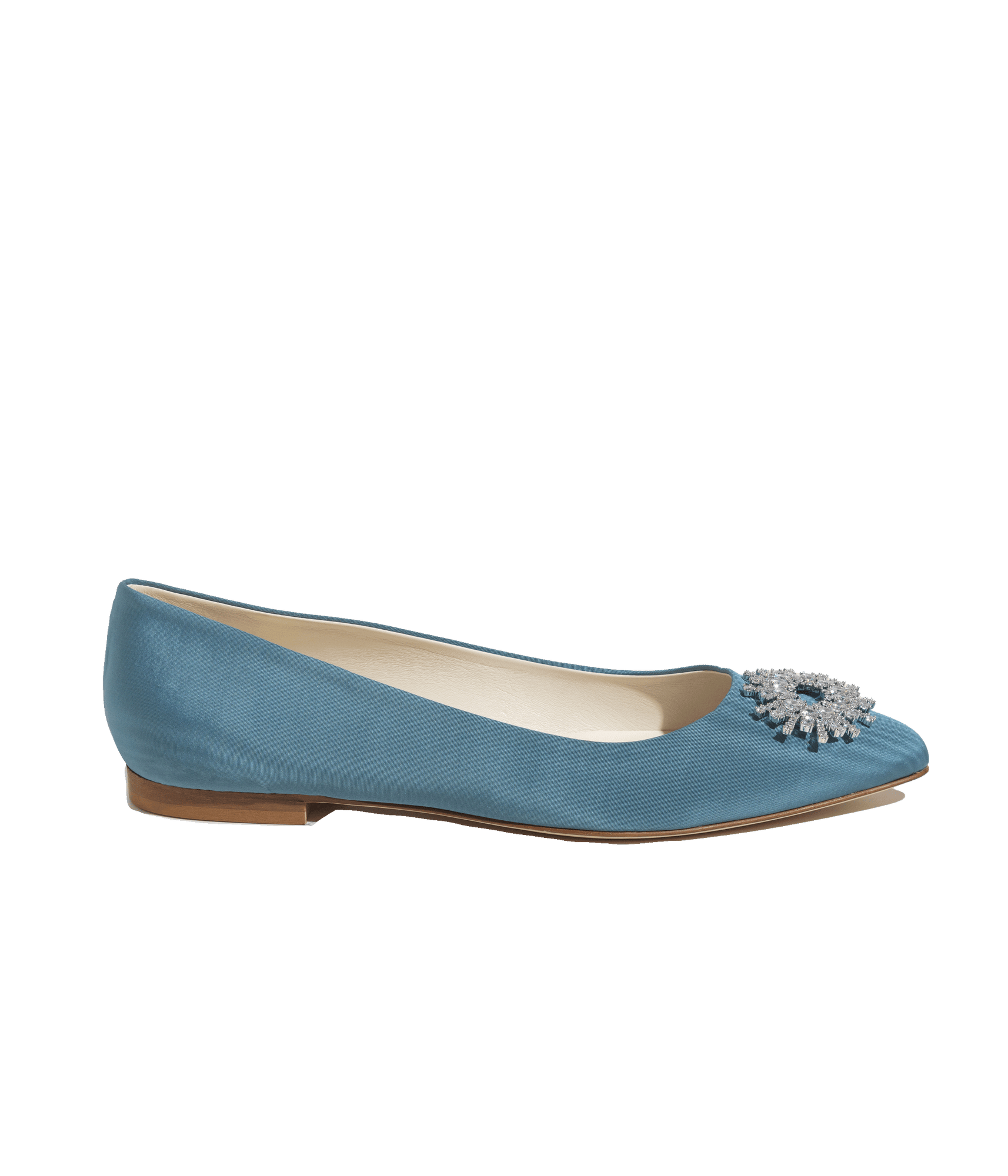 Stevie Ballerina Flats in Blue Silk Moire - Loren Hope