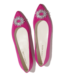 Stevie Ballerina Flats in Pink Silk Moire - Loren Hope