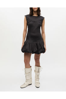Stretch Cotton Corset Mini Dress | Black