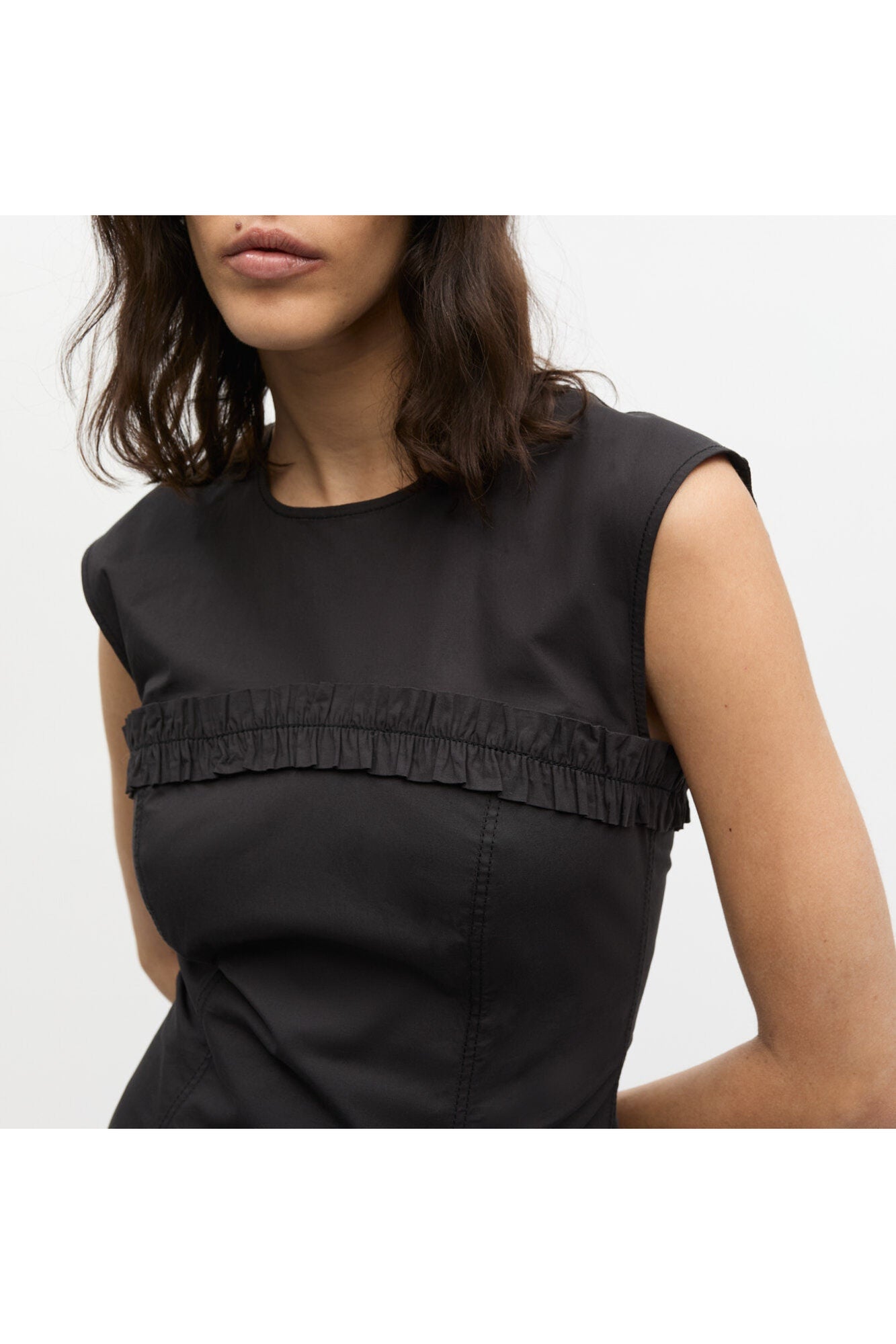Stretch Cotton Corset Mini Dress | Black