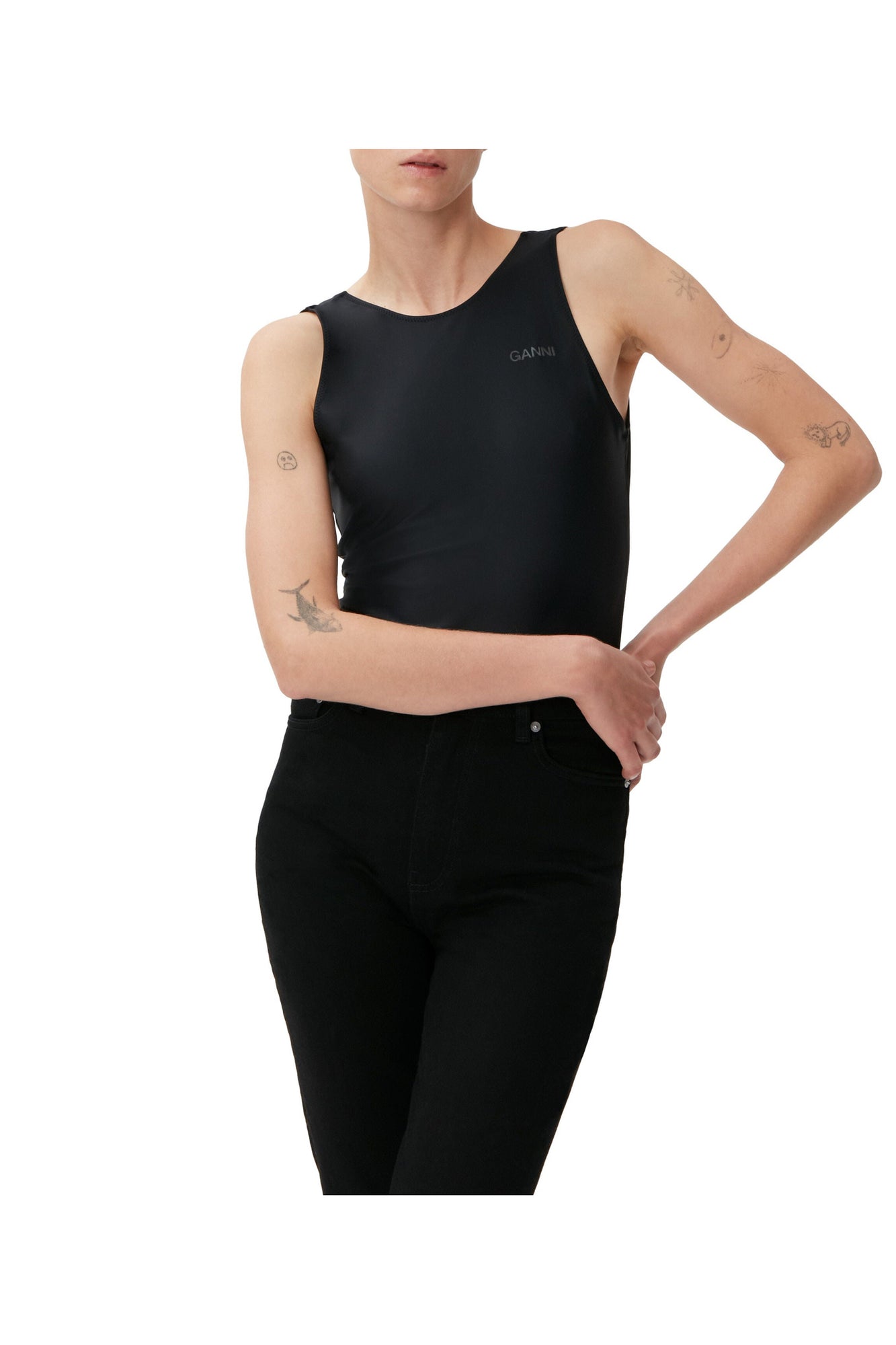 Stretch Cropped Jeans | Black/Black
